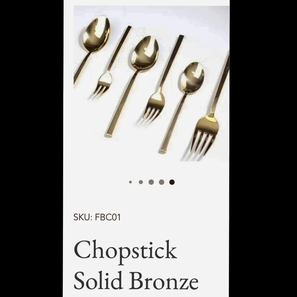 Vintage Solid Bronze Thai Made Cutlery Set of 4+ Chopstick Model Rosewood Box